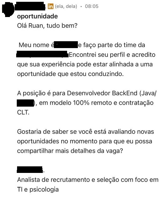 Print de recrutador no LinkedIn
